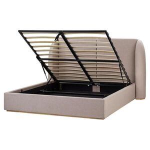 Beliani POSTEL s úložným prostorem 160/200 cm Látka Taupe Monestier obraz