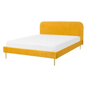 Beliani ČALOUNĚNÁ POSTEL 140/200 cm Žlutá Flayat obraz