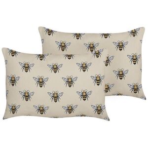 Beliani ZAHRADNÍ POLŠTÁŘ sada 2 ks Bienenmuster béžový 40/60 cm Canneto obraz