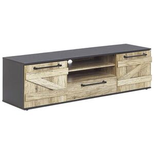 Beliani TV STOLEK Světle hnědý, Černý SALTER 40/150/43 cm obraz