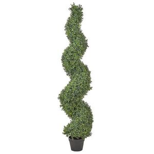 Beliani UMĚLÁ ROSTLINA v květináči 158 cm Zelená/Černá Buxus Spiral Tree obraz