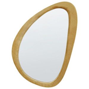 Beliani NÁSTĚNNÉ ZRCADLO Sametová látka hořčicově žluté asymetrické 61/91 cm Venas obraz