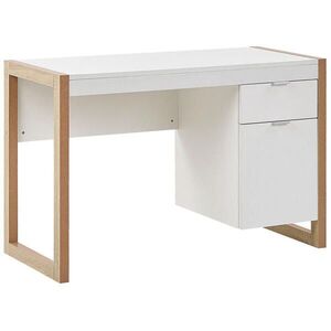 Beliani PSACÍ STŮL bílý/světlejší Odstín dřeva 112/50/76 cm Johnson obraz