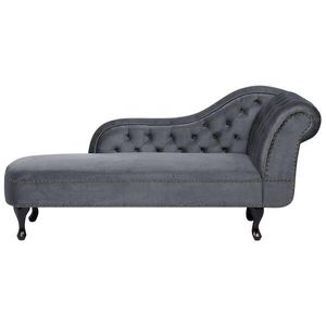 Beliani ČALOUNĚNÉ LEHÁTKO CHAISE LONGUE Sametová látka šedé pravostranné Nimes obraz