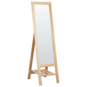 Beliani STOJACÍ ZRCADLO s odkládací plochou Dřevo světle hnědé obdélníkové 40/145 cm Luisant obraz