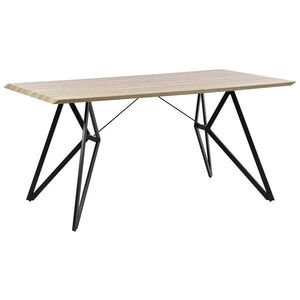 Beliani JÍDELNÍ STŮL 160/90/76 cm Světle hnědý, Černý Obdélníkový Buscot obraz
