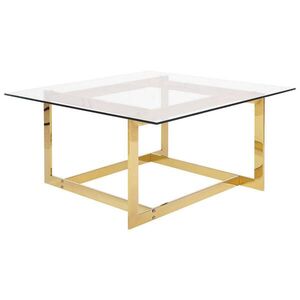 Beliani KONFERENČNÍ STOLEK Sklo zlatý čtvercový 80/80 cm Crystal obraz