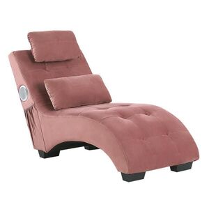 Beliani ČALOUNĚNÉ LEHÁTKO CHAISE LONGUE Sametová látka Růžové Simorre obraz
