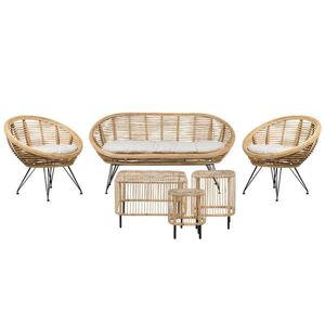 Beliani 4-MÍSTNÁ SEDACÍ SOUPRAVA LOUNGE SADA Ratan Přírodní Maratea/Cesenatico obraz
