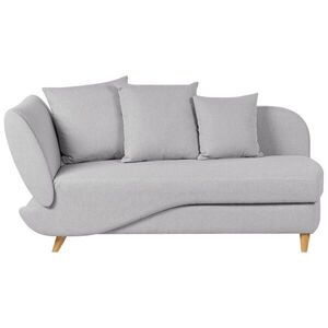 Beliani ČALOUNĚNÉ LEHÁTKO CHAISE LONGUE Imitace lnu světle šedé s úložným prostorem pod postelí levostranné Meri obraz