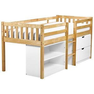 Beliani STŘEDNĚ VYSOKÁ POSTEL Světlejší Holzfarbton-Weiß 90-200 cm Susville obraz