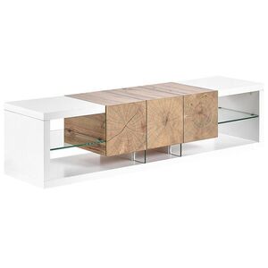 Beliani TV STOLEK Bílý, Světle hnědý FULERTON 42/160/40 cm obraz
