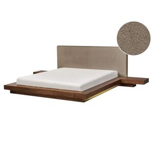 Beliani POSTEL s LED 160/200 cm MDF deska Taupe Zen obraz