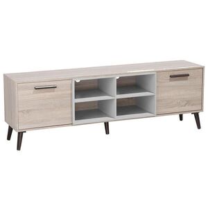 Beliani TV STOLEK Světle hnědý, Šedý, Tmavě hnědý BILLINGS 40/180/60 cm obraz