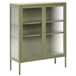 Beliani SIDEBOARD se skleněnými dveřmi Kov 90 cm Zelený Lerryn obraz