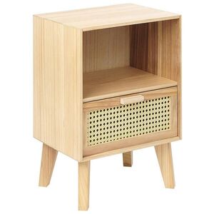 Beliani NOČNÍ STOLEK Ratan světlejší Odstín dřeva 1 Zásuvka 40/30 cm Seney obraz