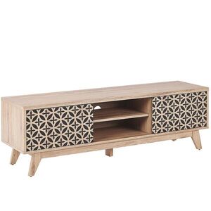 Beliani TV STOLEK Světle hnědý, Černý PRESCOT 40/140/45 cm obraz