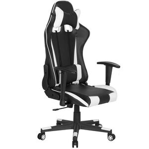 Beliani KANCELÁŘSKÁ ŽIDLE Umělá kůže Černá/Bílá Gamer obraz