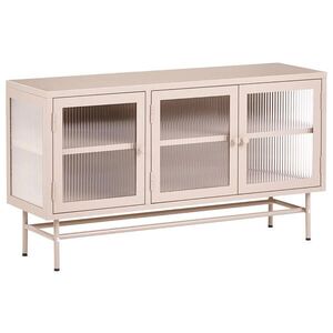 Beliani SIDEBOARD se skleněnými dveřmi Kov 115 cm Béžový Devon obraz