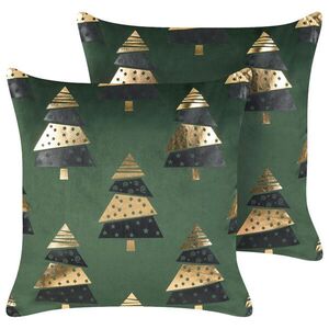 Beliani DEKORATIVNÍ POLŠTÁŘ sada 2 ks Zelený 45/45 cm Goldspruce obraz
