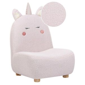 Beliani DĚTSKÉ KŘESLO Teddy-Optik pastelově růžové Tierform Einhorn Lulea obraz