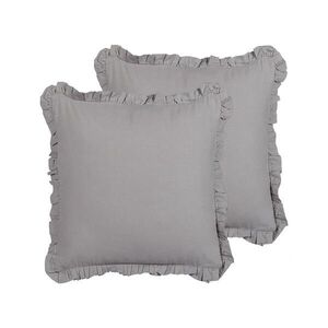 Beliani DEKORATIVNÍ POLŠTÁŘ sada 2 ks Šedý 45/45 cm Glabra obraz