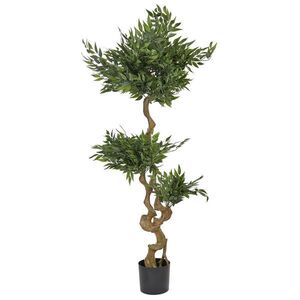 Beliani UMĚLÁ ROSTLINA v květináči 166 cm Zelená/Černá Ruscus Tree obraz