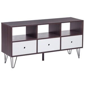 Beliani TV STOLEK Tmavě hnědý, Bílý FOSTON 35/120/60 cm obraz