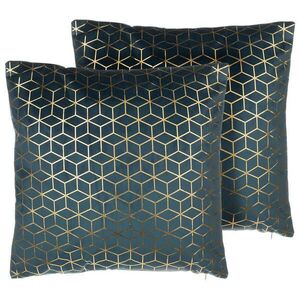 Beliani DEKORATIVNÍ POLŠTÁŘ sada 2 ks Tmavě modrý 45/45 cm Celosia obraz