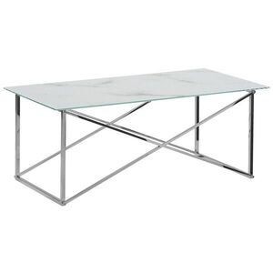 Beliani KONFERENČNÍ STOLEK Mramor Look bílý/stříbrný obdélníkový 100/50 cm Emporia obraz