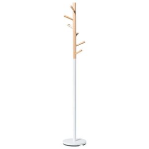 Beliani VĚŠÁK NA ŠATY Borovicové dřevo/Kov světle hnědý/bílý 170 cm Aubum obraz