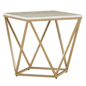 Beliani PŘÍSTAVNÝ STOLEK béžový/zlatý Mramor Look čtvercový 50/50 cm Malibu obraz