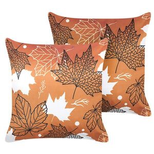 Beliani DEKORATIVNÍ POLŠTÁŘ sada 2 ks Oranžový 45/45 cm Poinsettia obraz