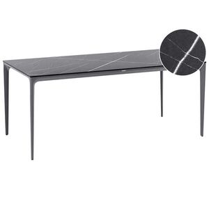 Beliani ZAHRADNÍ STŮL 180/90 cm Mramor Look Černý Mramor Sovareto obraz