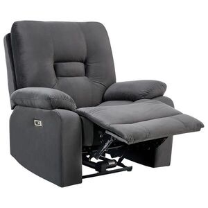 Beliani ELEKTRICKÝ Televizní křeslo Sametová látka Tmavě šedý Bergen obraz