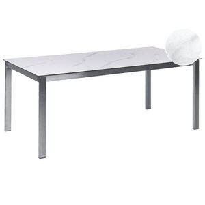 Beliani ZAHRADNÍ STŮL Keramika-sklo Mramor Look bílý 180/90 cm Cosoleto obraz