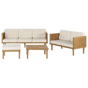 Beliani LOUNGE SADA Akáciové dřevo 4-místná Světle hnědá Baratti obraz