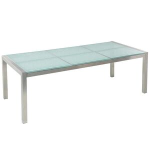 Beliani ZAHRADNÍ STŮL Nerezová ocel/Praskané sklo 220/100 cm Grosseto obraz