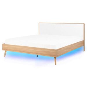 Beliani POSTEL s LED 160x200 cm Světlejší Odstín dřeva Serris obraz