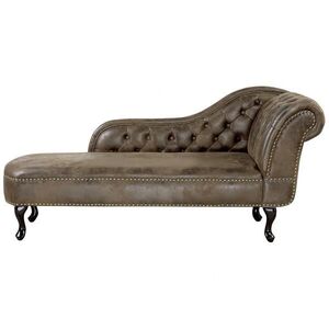 Beliani ČALOUNĚNÉ LEHÁTKO CHAISE LONGUE Umělá semiš hnědé pravostranné Nimes obraz