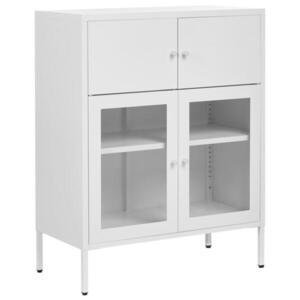 Beliani SIDEBOARD se skleněnými dveřmi Kov 80 cm Bílý Esholt obraz