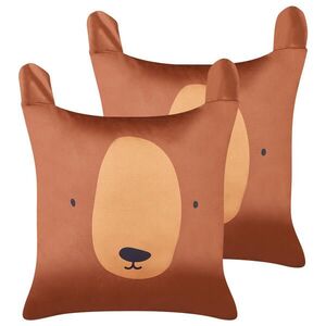 Beliani DEKORATIVNÍ polštář sada 2 ks Hnědý 45/45 cm Teddybear obraz