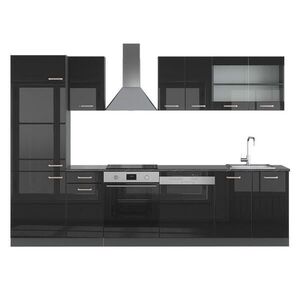 Vicco KUCHYŇSKÝ KOUT R-Line Vysoce lesklá černá/antracitová 300 cm , PD Antracit obraz