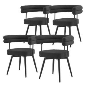 ML-DESIGN JÍDELNÍ ŽIDLE otočné, sada 4 ks, tmavě šedá, plyšová látka obraz