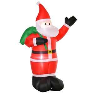 HOMCOM NAFUKOVACÍ vánoční dekorace 2, 4 m Santa Claus s LED osvětlením zahradní dekorace obraz
