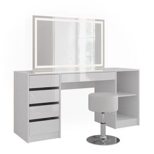 Vicco TOALETNÍ STOLEK Sherry Bílá/bílý vysoký lesk 158.2 cm s LED zrcadlem a stoličkou obraz