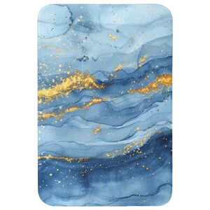 OnlyWow KOUPELNOVÁ PŘEDLOŽKA Akvarel - modrá - umění - zlatá - luxusní - moderní 60x90 cm obraz