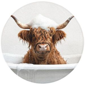 OnlyWow KOUPELNOVÁ PŘEDLOŽKA Scottish Highlander - Koupel - Kráva - Zvířata - Pěna 70x70 cm obraz