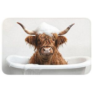 OnlyWow KOUPELNOVÁ PŘEDLOŽKA Scottish Highlander - Koupel - Kráva - Zvířata - Pěna 80x50 cm obraz