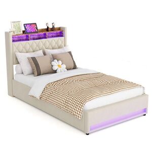 STILVORA ČALOUNĚNÁ POSTEL 140/200 cm s úložným prostorem a zásuvkou, postel s USB a LED osvětlením obraz